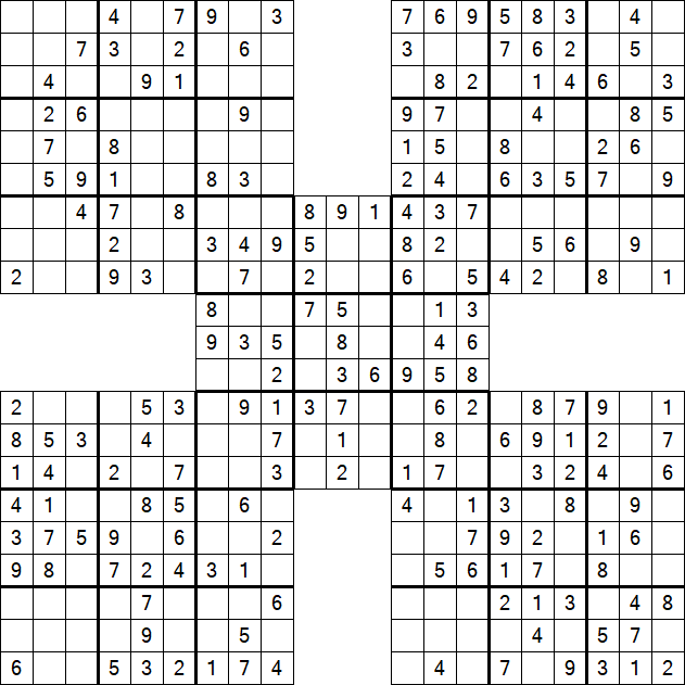 Samurai Sudoku - Einfach