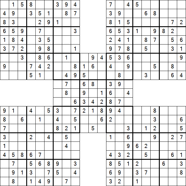 Samurai Sudoku - Einfach