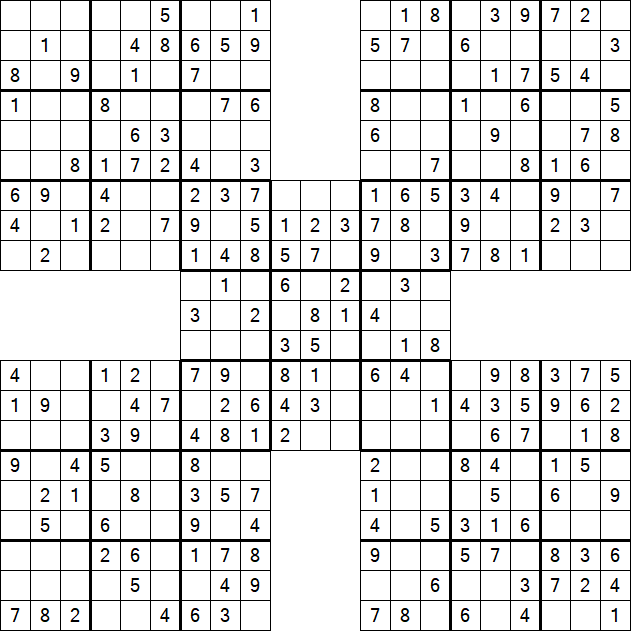 Samurai Sudoku - Einfach