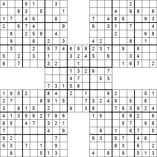 Samurai Sudoku - Einfach