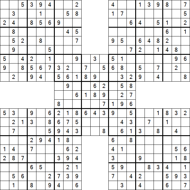Samurai Sudoku - Einfach