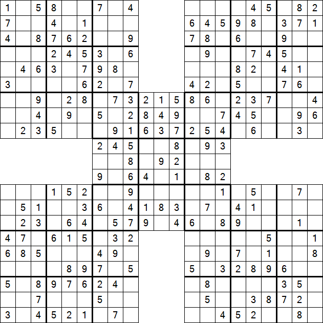 Samurai Sudoku - Einfach