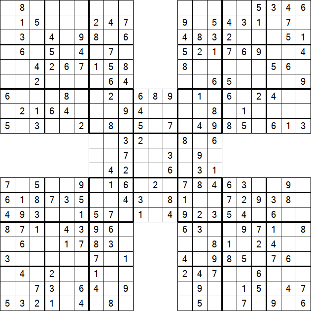 Samurai Sudoku - Einfach