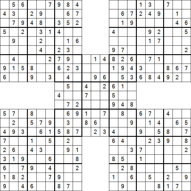 Samurai Sudoku - Einfach
