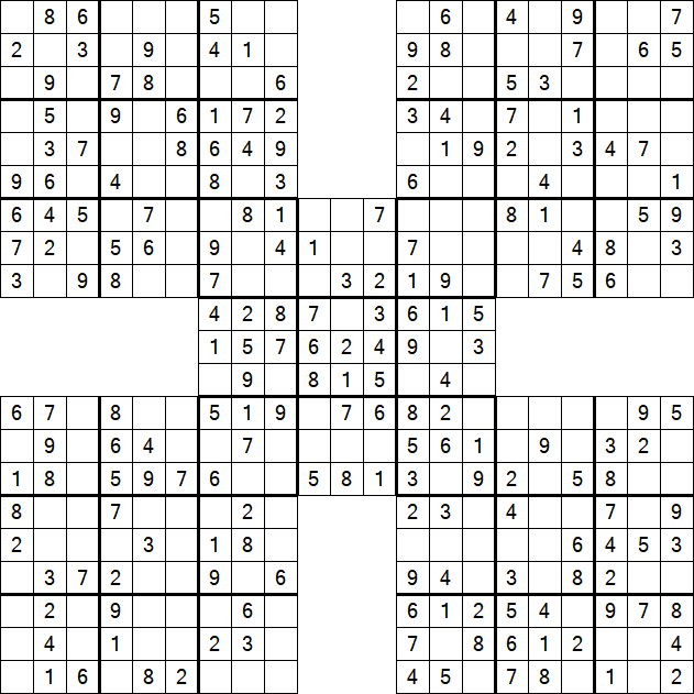 Samurai Sudoku - Einfach