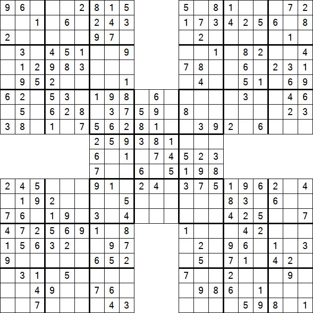 Samurai Sudoku - Fácil