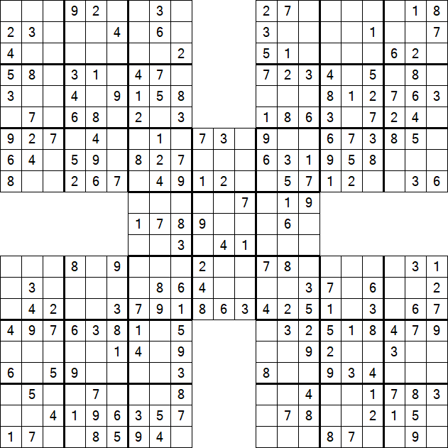 Samurai Sudoku - Fácil