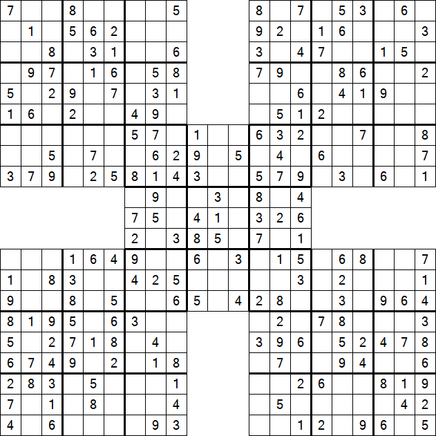 Samurai Sudoku - Fácil