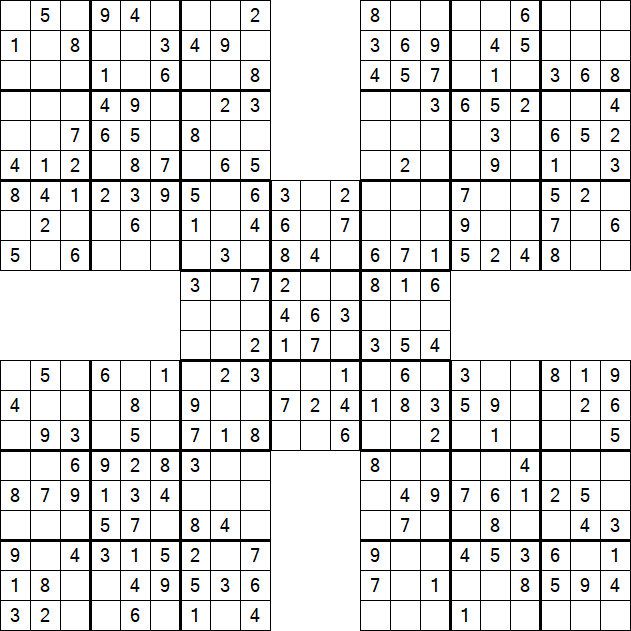 Samurai Sudoku - Einfach