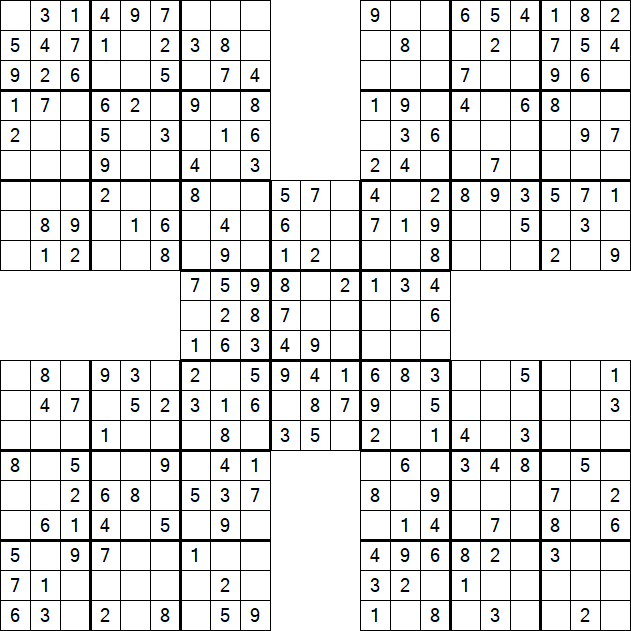 Samurai Sudoku - Fácil