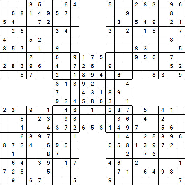 Samurai Sudoku - Einfach