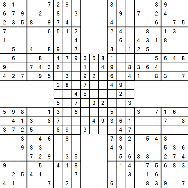 Samurai Sudoku - Einfach