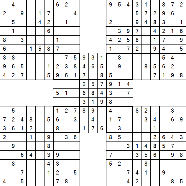 Samurai Sudoku - Einfach