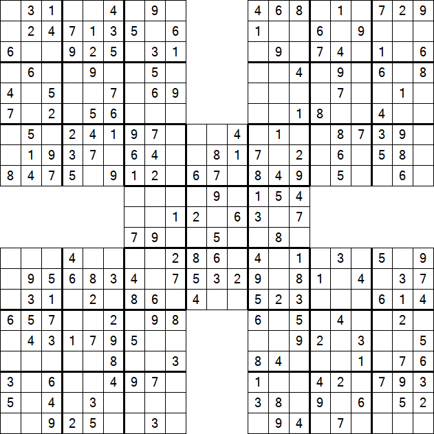 Samurai Sudoku - Einfach