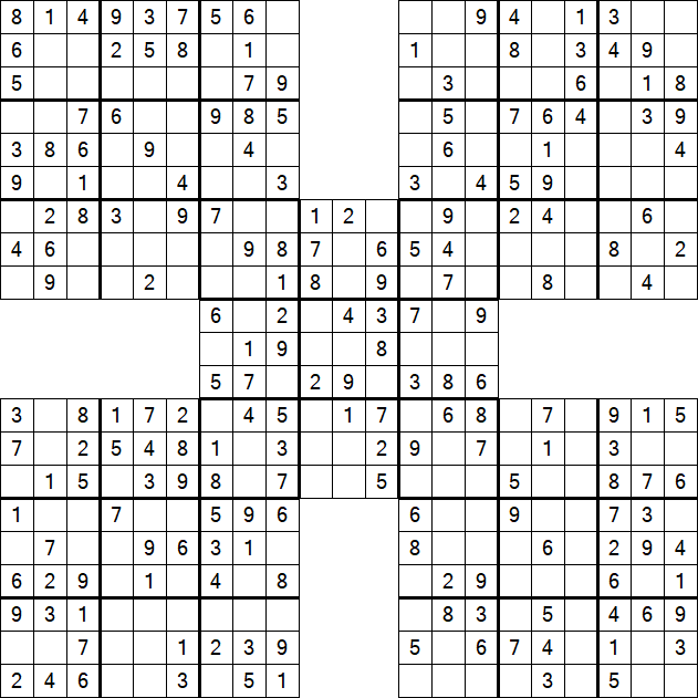 Samurai Sudoku - Fácil