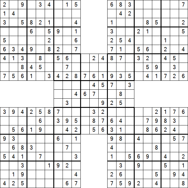 Samurai Sudoku - Einfach