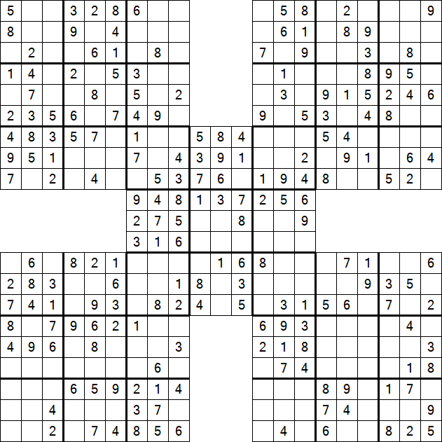 Samurai Sudoku - Einfach