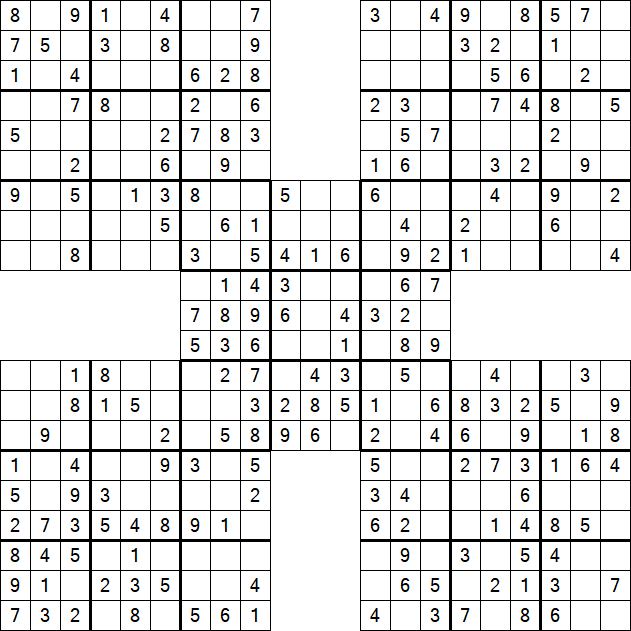 Samurai Sudoku - Fácil