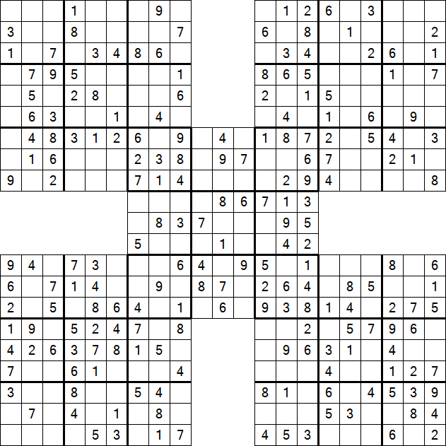 Samurai Sudoku - Einfach