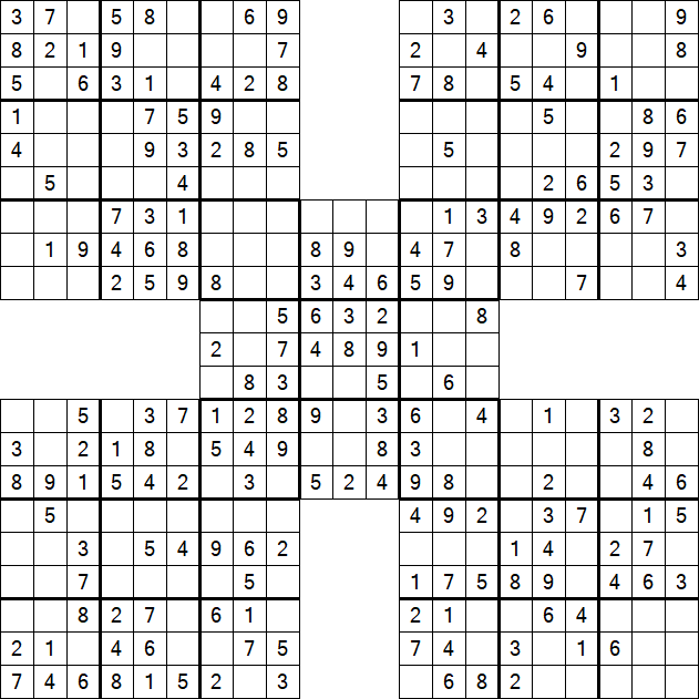 Samurai Sudoku - Einfach