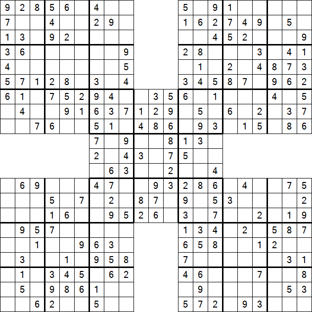 Samurai Sudoku - Einfach