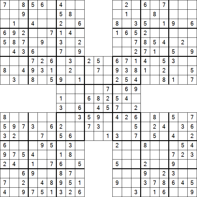 Samurai Sudoku - Einfach
