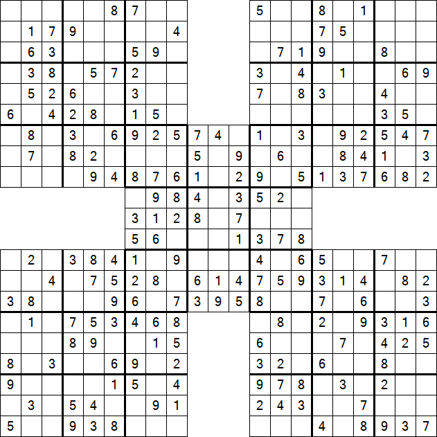 Samurai Sudoku - Einfach