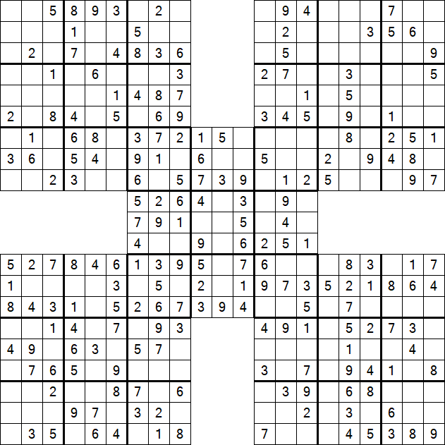 Samurai Sudoku - Einfach