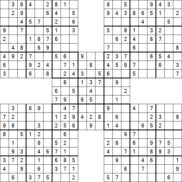 Samurai Sudoku - Fácil