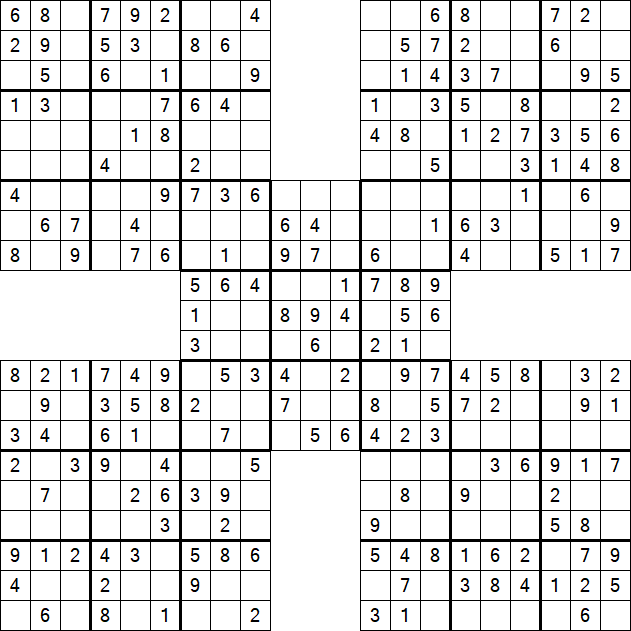 Samurai Sudoku - Fácil