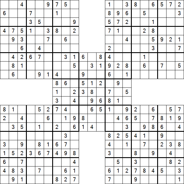 Samurai Sudoku - Fácil