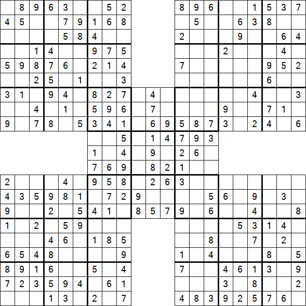 Samurai Sudoku - Fácil