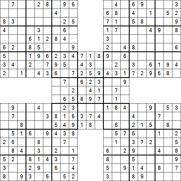 Samurai Sudoku - Fácil