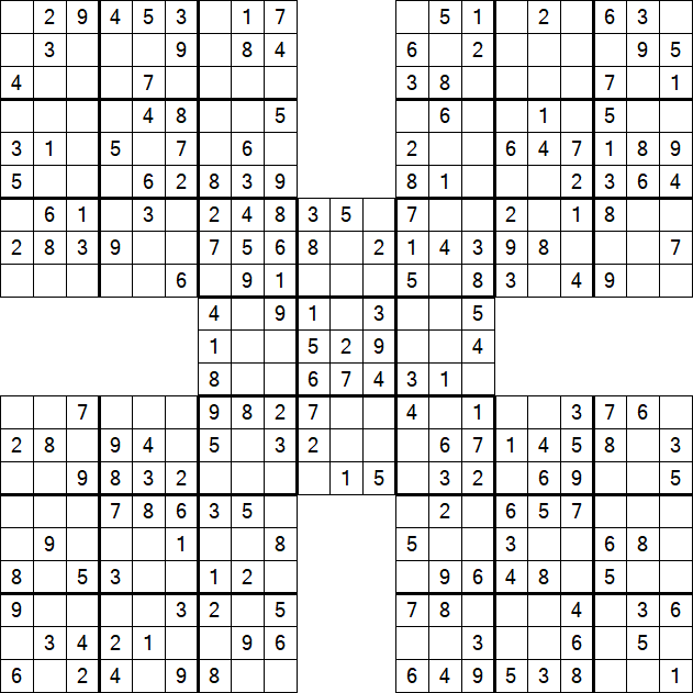 Samurai Sudoku - Fácil