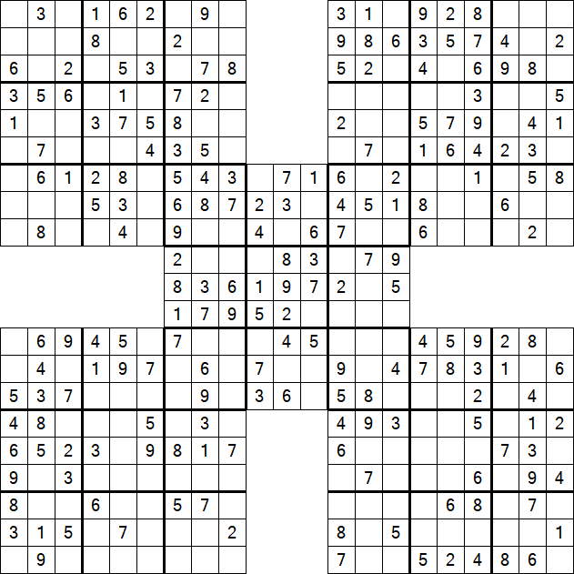 Samurai Sudoku - Fácil