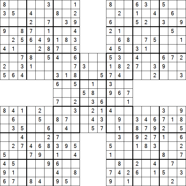 Samurai Sudoku - Fácil