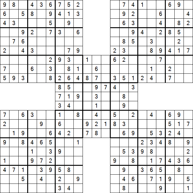 Samurai Sudoku - Fácil