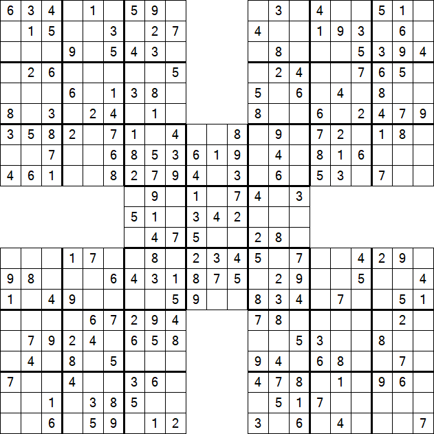 Samurai Sudoku - Fácil