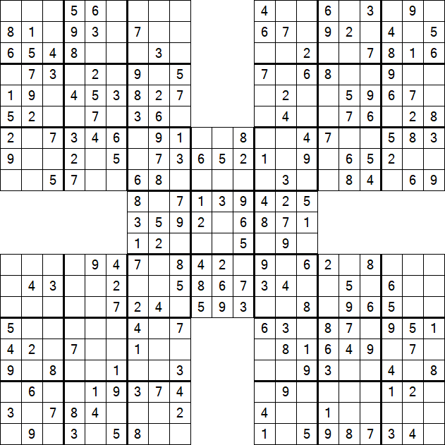 Samurai Sudoku - Fácil