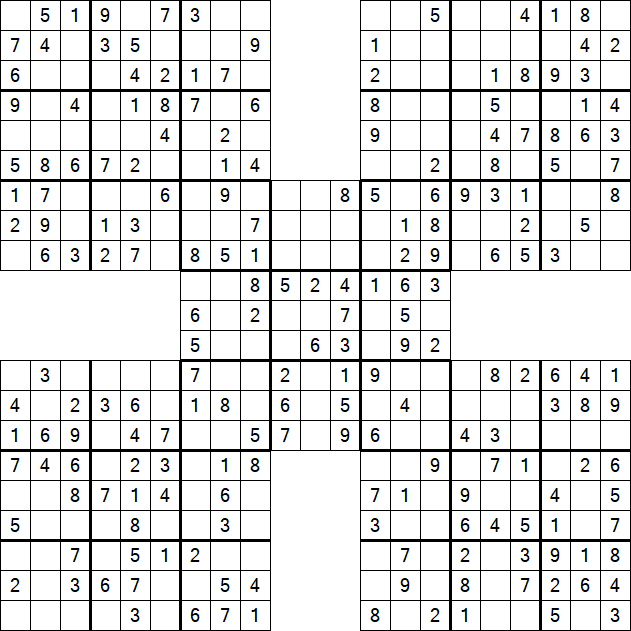 Samurai Sudoku - Fácil