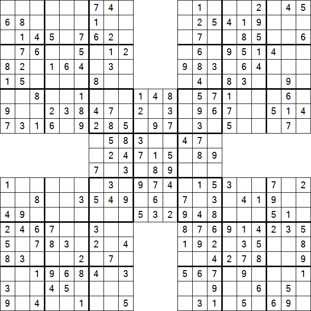 Samurai Sudoku - Fácil