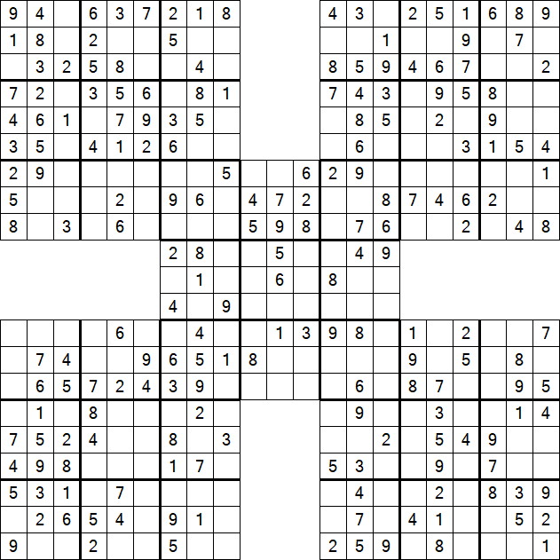 Samurai Sudoku - Fácil