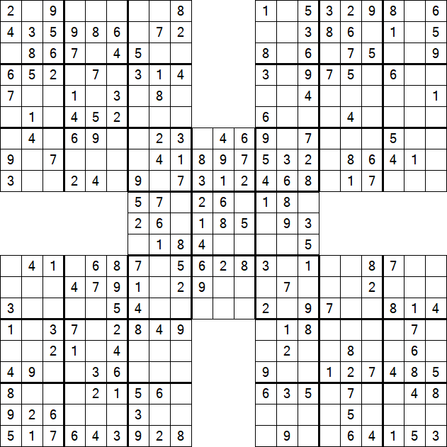 Samurai Sudoku - Fácil