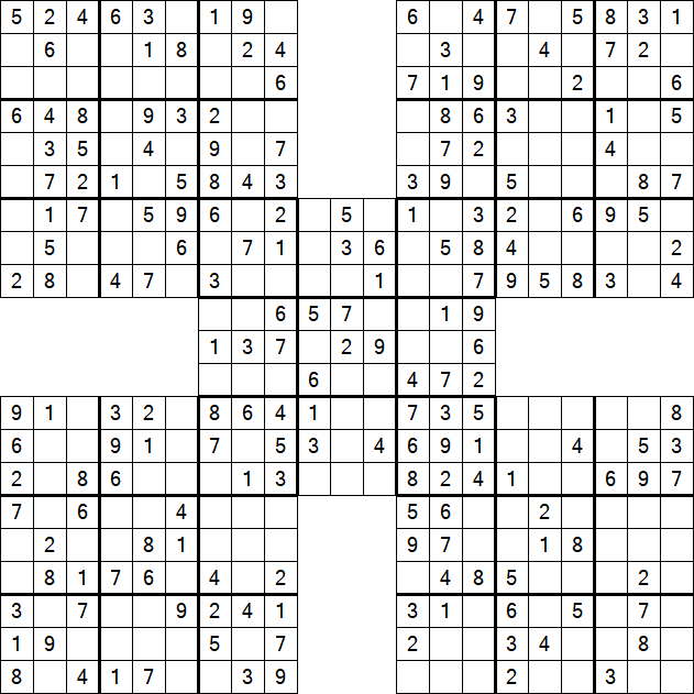 Samurai Sudoku - Fácil