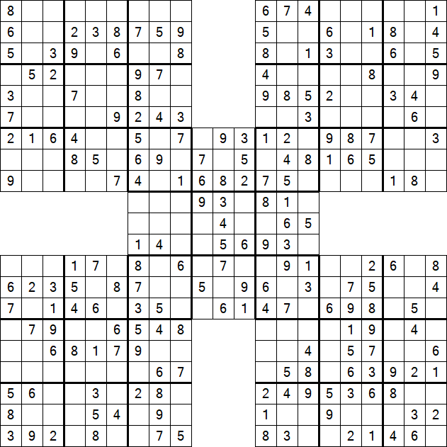 Samurai Sudoku - Fácil