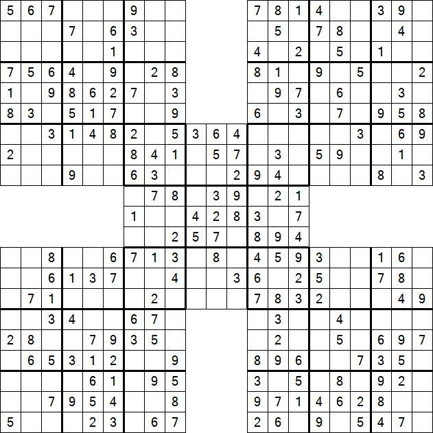 Samurai Sudoku - Fácil