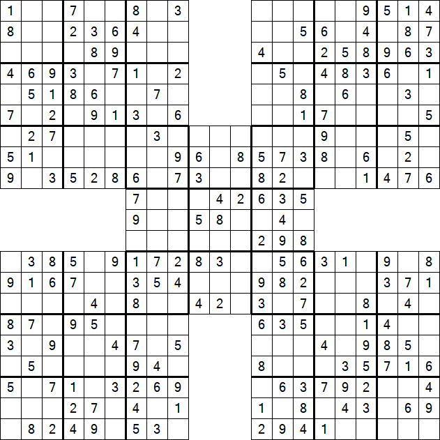 Samurai Sudoku - Fácil