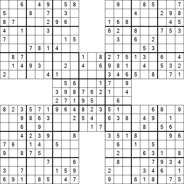 Samurai Sudoku - Fácil