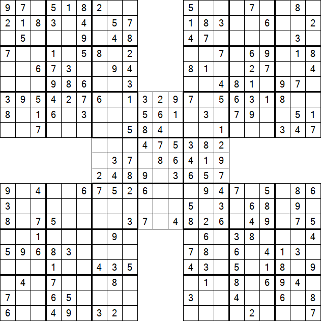 Samurai Sudoku - Fácil