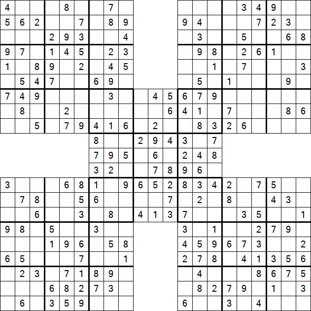 Samurai Sudoku - Fácil